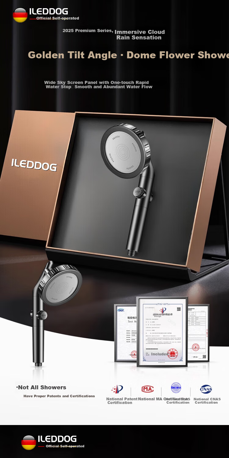 ILeddog [Germany] Large Panel High-Pressure Shower Head Home Water Filter Showerhead C-2015 1