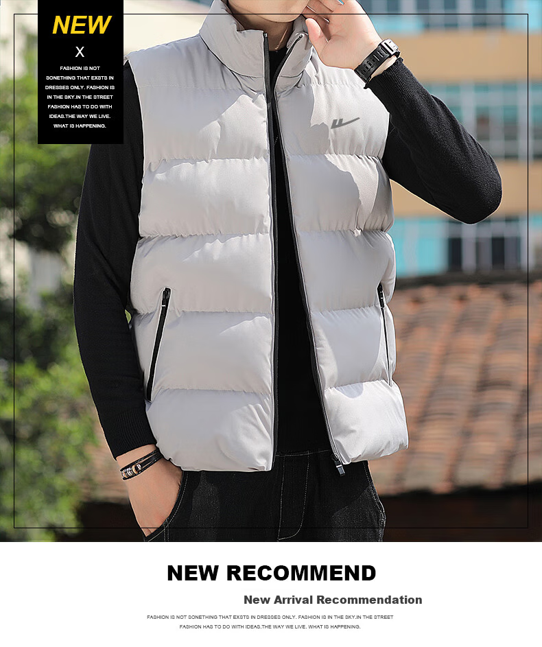Warrior Men's Thickened Warm Vest Stand Collar Sleeveless Printed Fashion Waistcoat Autumn Winter Korean Casual Jacket 2