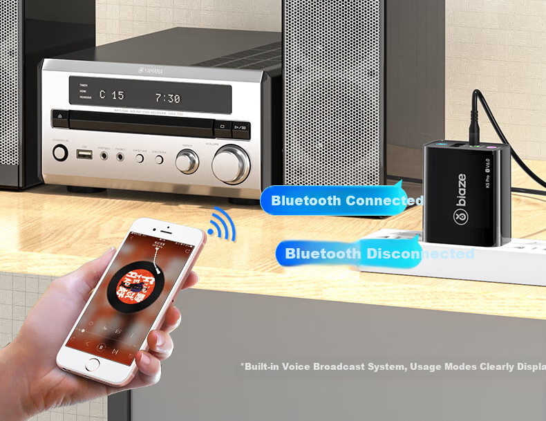 BIAZE Bluetooth Receiver 6.0 Adapter to USB Drive Speaker AUX for Vintage Amplifier Headphones Lossless Wireless Transmitter for Desktop Laptop TV Audio Module 18