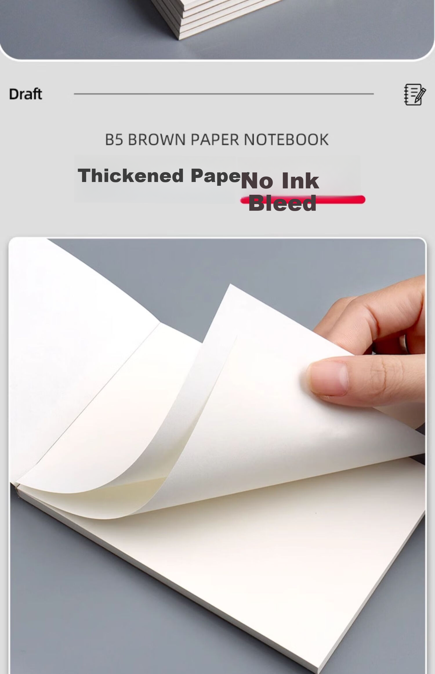M&G A6 Kraft Paper Notebook Blank PP 70 Sheets 5-Pack GA6760D 3