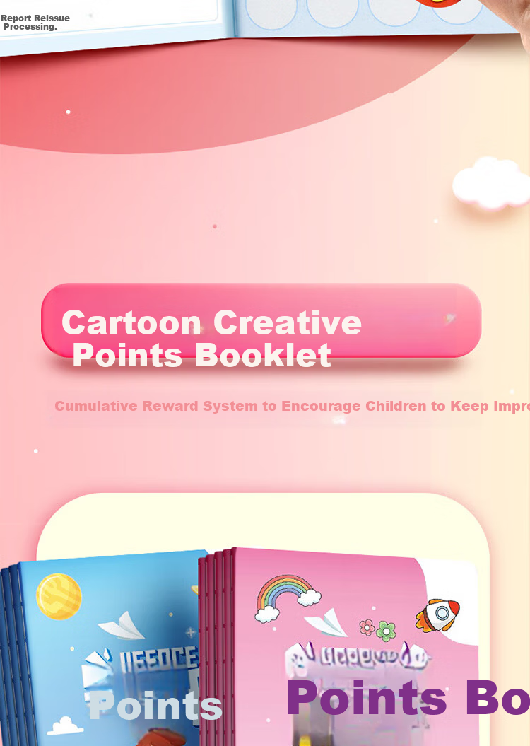 Yuhe Student Cartoon Reward Sticker Book Kindergarten Incentive Stamp Collection Book 10-Pack 4300 Pink 3