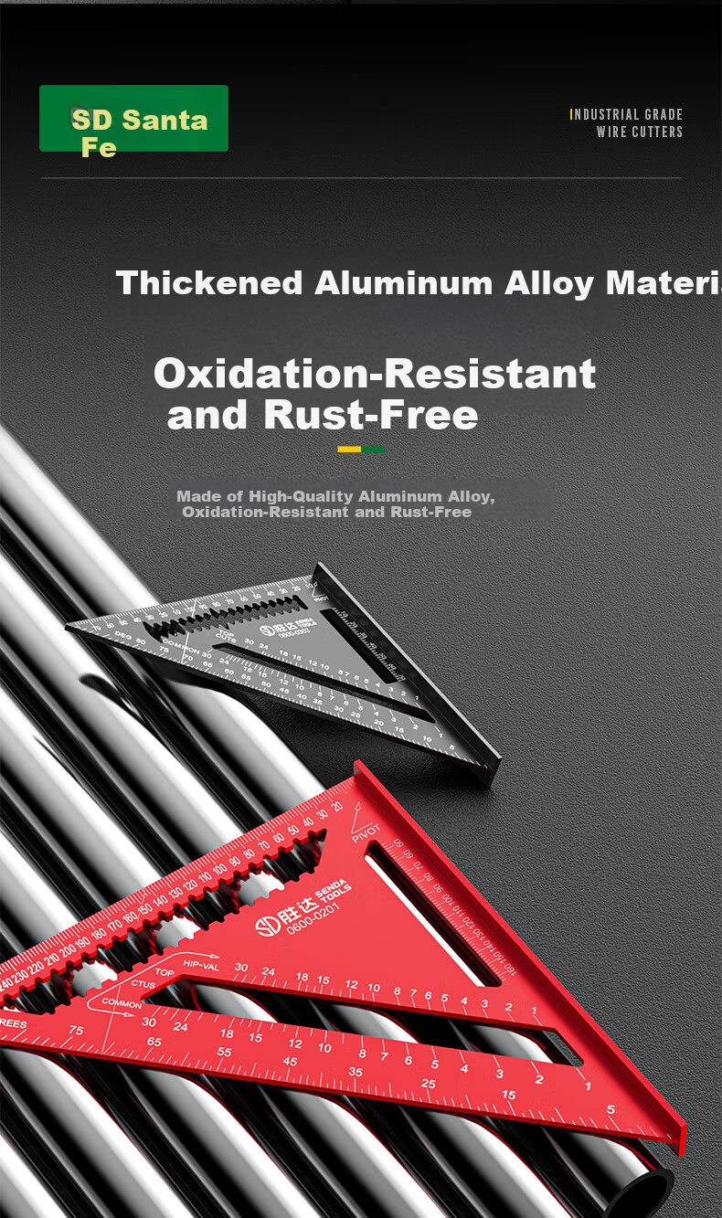 Shengda Aluminum Alloy Multifunctional 90-Degree Triangle Ruler 45-Degree High-Precision Carpenter Carpenter's Square for Woodworking and Renovation 4