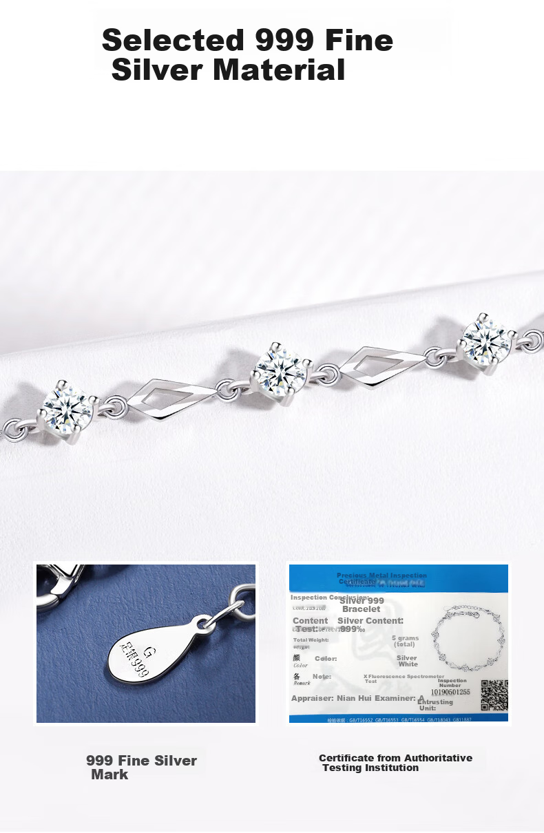 DiJing 999 Pure Silver Women's Faceted Love Bracelet High-End Bangle Jewelry Valentine's Day 520 Gift for Girlfriend 4