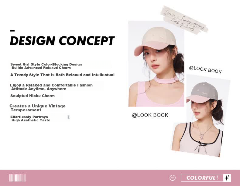 CACUSS Women's Spring Summer Baseball Cap with Bow Embroidery, Colorblock Cotton Visor Hat, Pink and Coffee 3