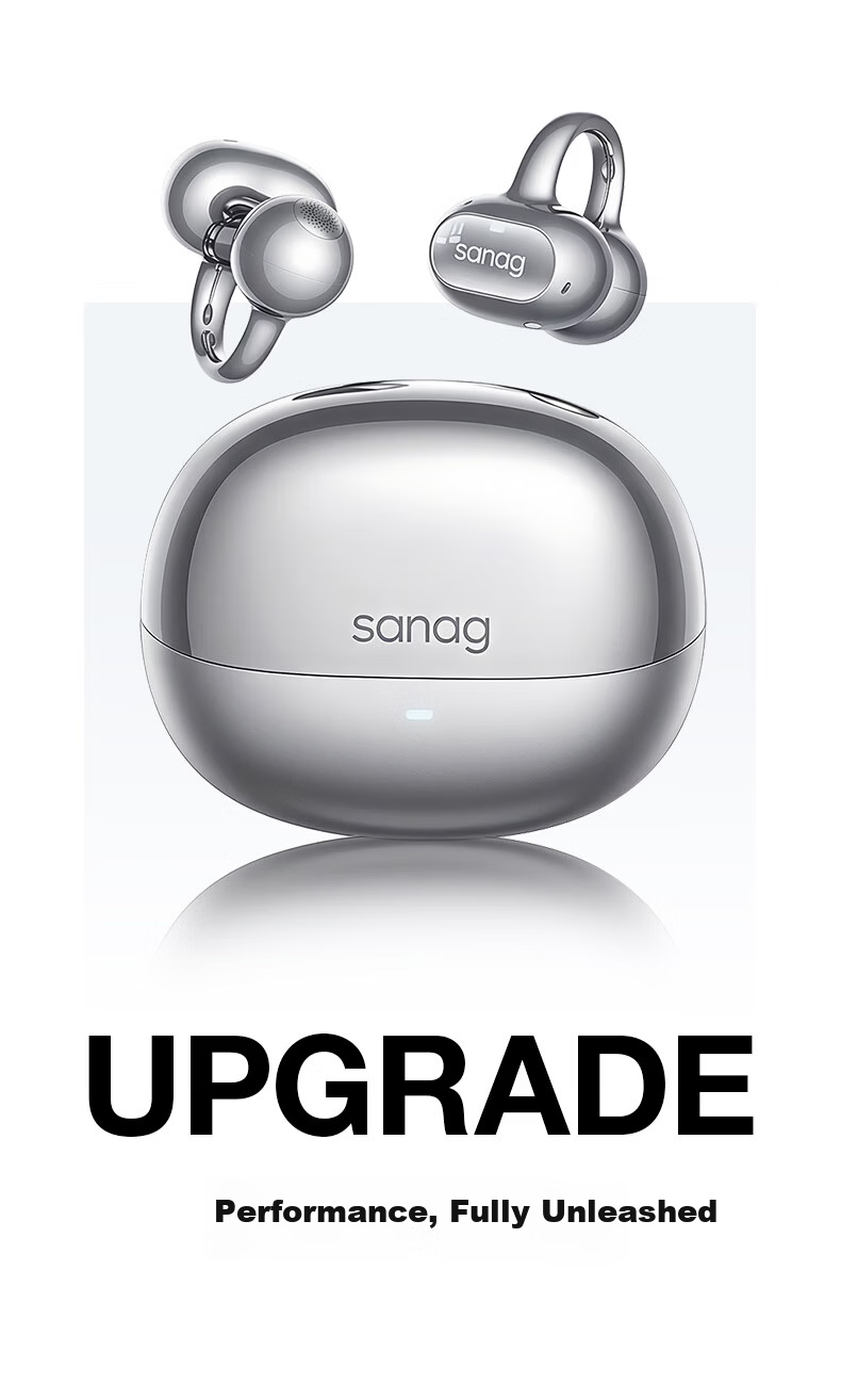 SANAG Sena S8S Ultra Ear Clip Bluetooth Headphones Bone Conduction Open-Style AI Sports Earphones Compatible with Apple Xiaomi White 11