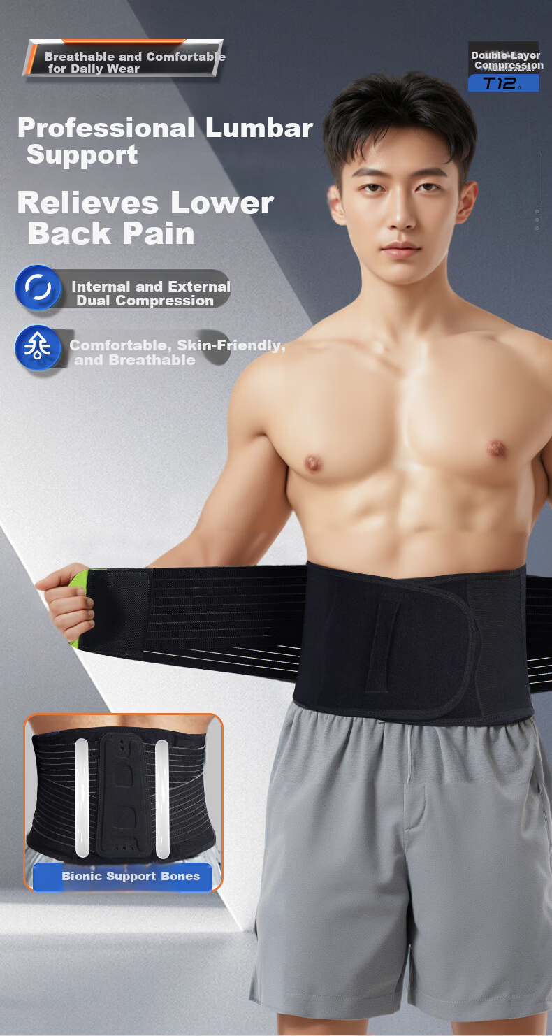 NAILEKESI N Sports Waist Support Belt Fitness Unisex Running Badminton Basketball Lumbar Disc Herniation Muscle Strain Waist Brace Black Green 3