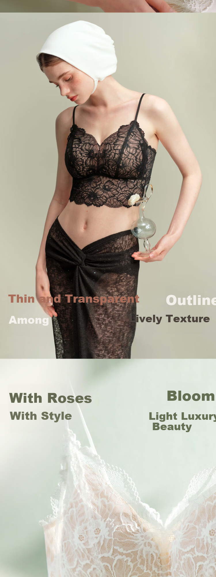Suki Ryohin [Little Rose] Padded Camisole Lace Trim Sexy Backless Bra Lingerie Gift for Girlfriend 2