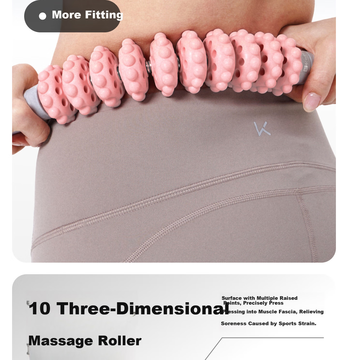 Keep Wolf Tooth Massage Roller, Calf Muscle Fascia Relaxation Deep Traction Full Body Massager, Pink 5