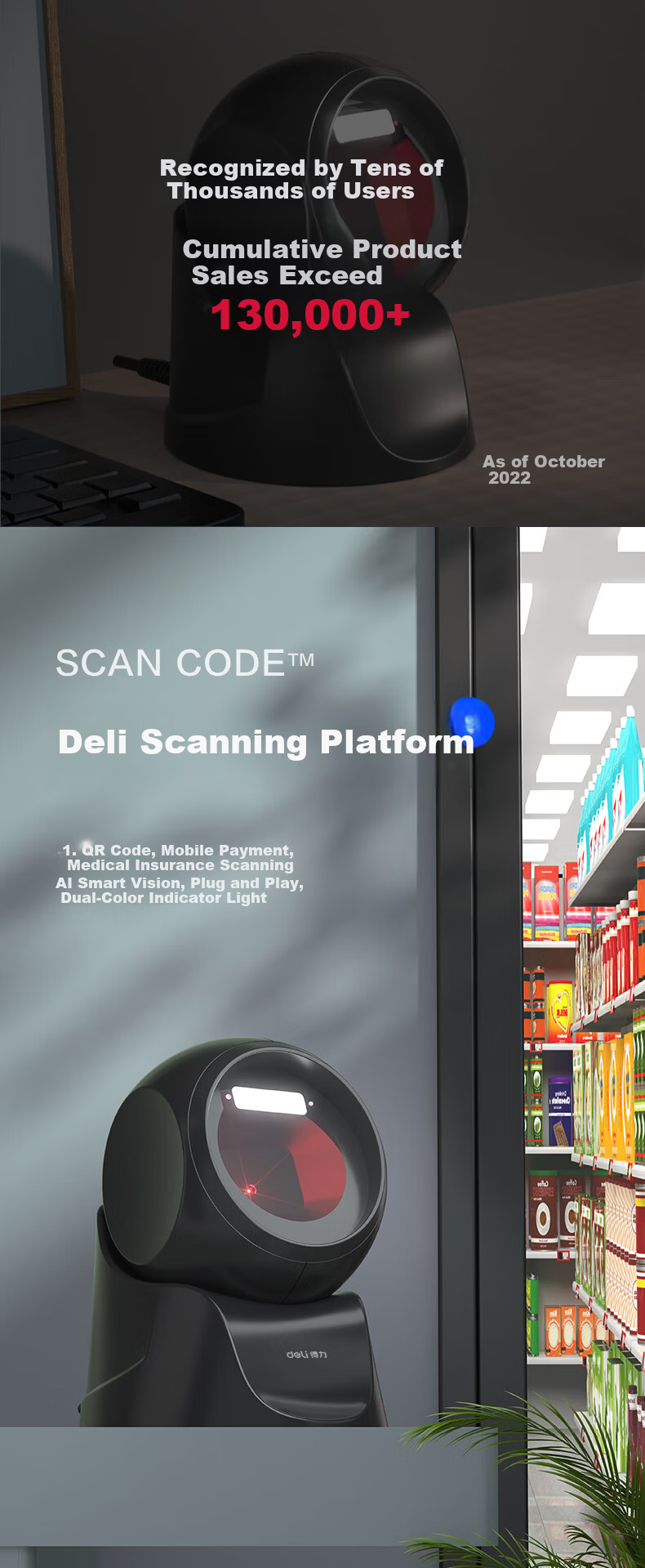 Deli Barcode Scanner, Scanning Platform for Cashier Payment, Medical Insurance, Express Delivery Inquiry, Traceability, Spare Parts Warehouse, Supermarket Payment Scanner Box, Two-Dimensional Product Barcode Scanner, Fast And Stable AA528 1