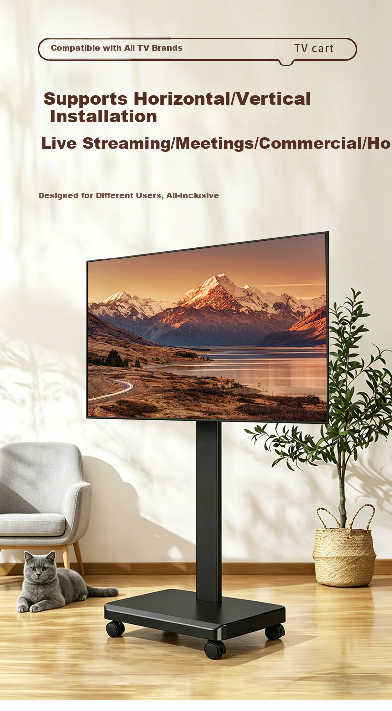 Geer 32-60 Inch Mobile TV Stand Video Conference LCD Screen Universal Floor Cart Rotatable Horizontal and Vertical Mount Floor Stand 1
