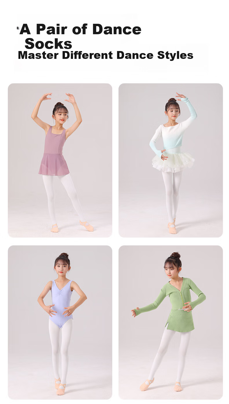 Zhiyouban Girls' Dance Tights Children's Pantyhose Spring Autumn Thin Leggings Summer Lightweight Practice Ballet White Stockings 1