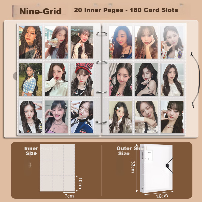 XINSHIDA Nine-Grid Card Album Storage Binder Large Capacity 3-Inch Photo Album Star Collection Card Holder Photo Paper High-Quality 180-Card Photo Book 2