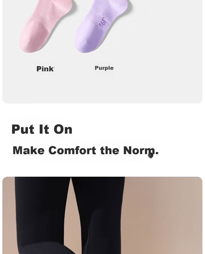 361° Spring Summer New Women's Antibacterial Breathable Sweat-Absorbing Mid-Calf Casual Running Sports Socks Pink 4-Pack 8