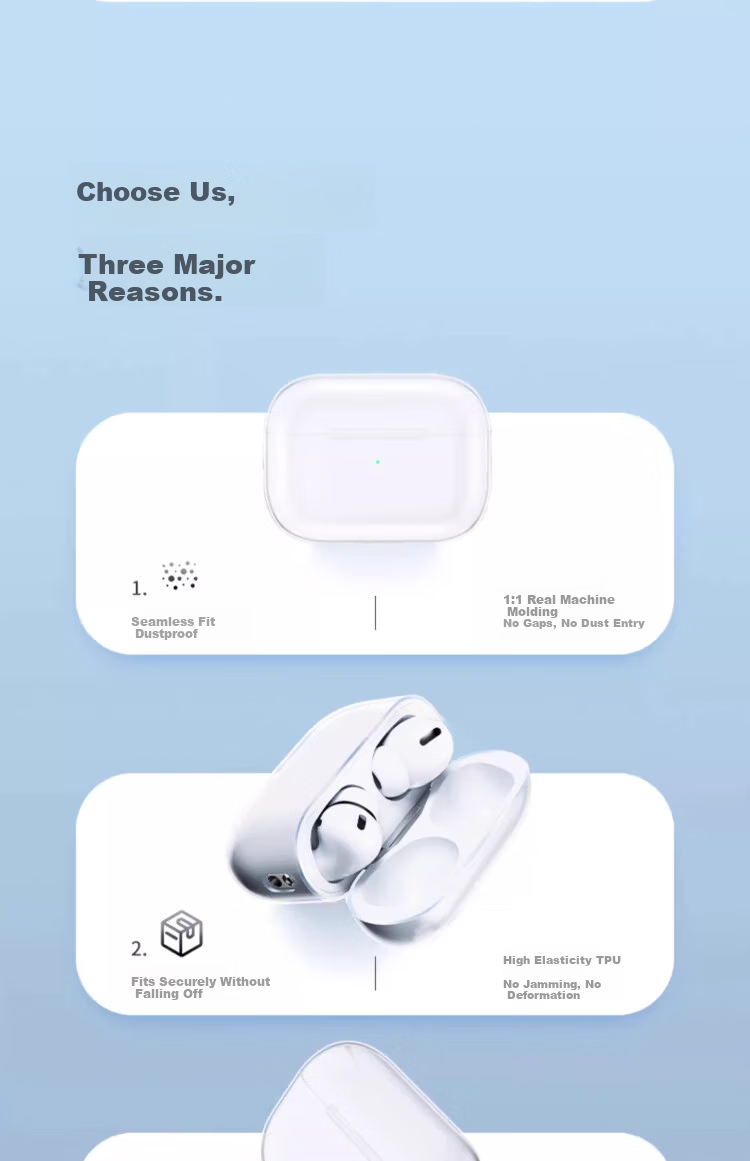 HotFire AirPods Pro 3rd Generation Protective Case Silicone Transparent Full-Cover Shockproof Dustproof Soft Cover for Apple Bluetooth Earphones 7