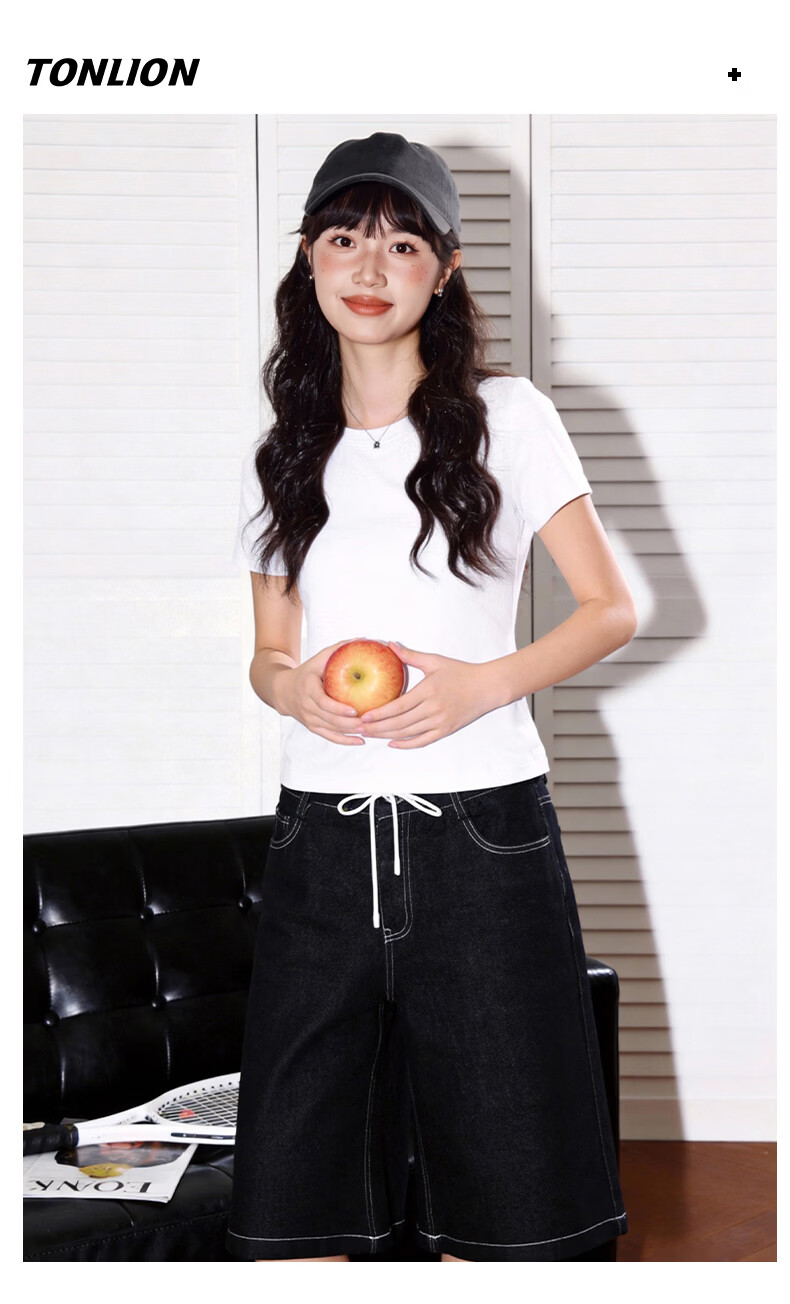 TonLion Women's Slim Fit Short Sleeve T-Shirt, Shoulder Design, Petite Fit, 2026 Summer New Trendy Casual Top 10