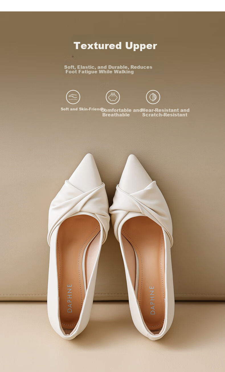 Daphne French Style Elegant High Heels Women 2026 New Summer Nude Pointed Toe Stiletto Shallow Commuter Single Shoes Women 5
