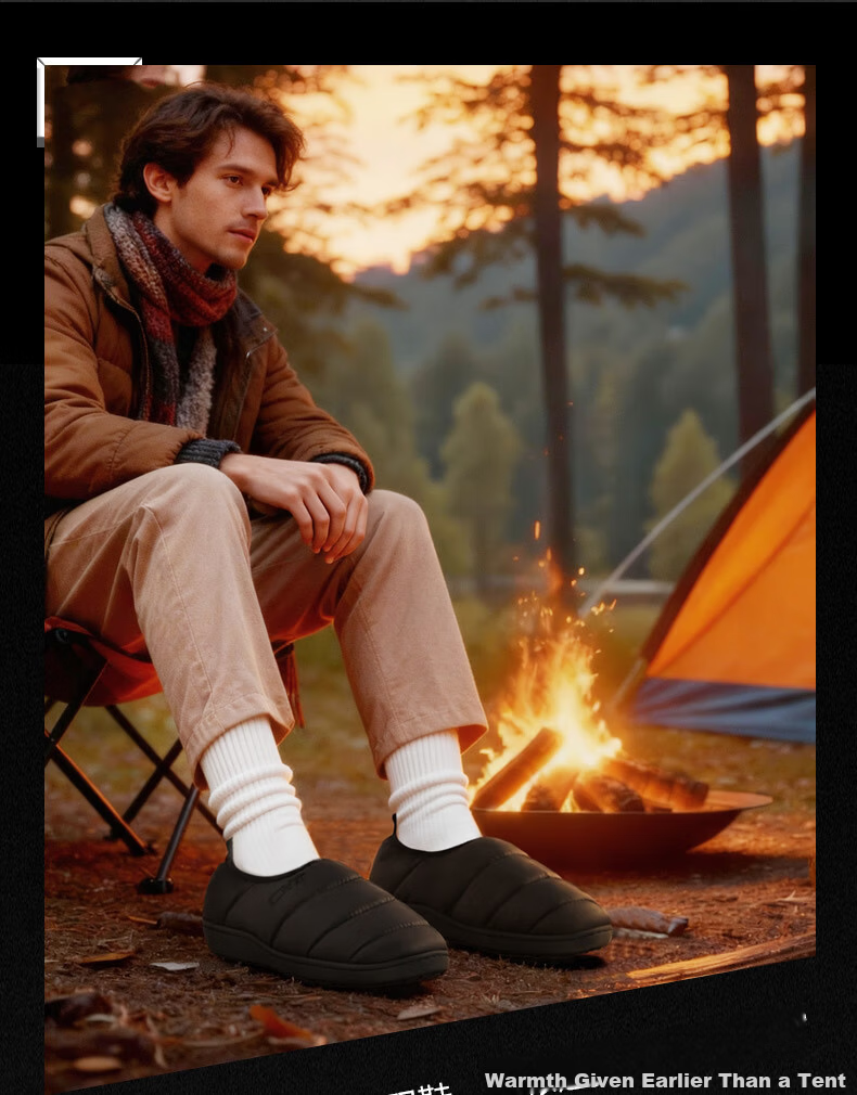 JD Jingzao Selected Down Cotton Slippers Home Outdoor Thickened Anti-Cold Indoor Non-Slip Men's Night Black Size 42-43 8