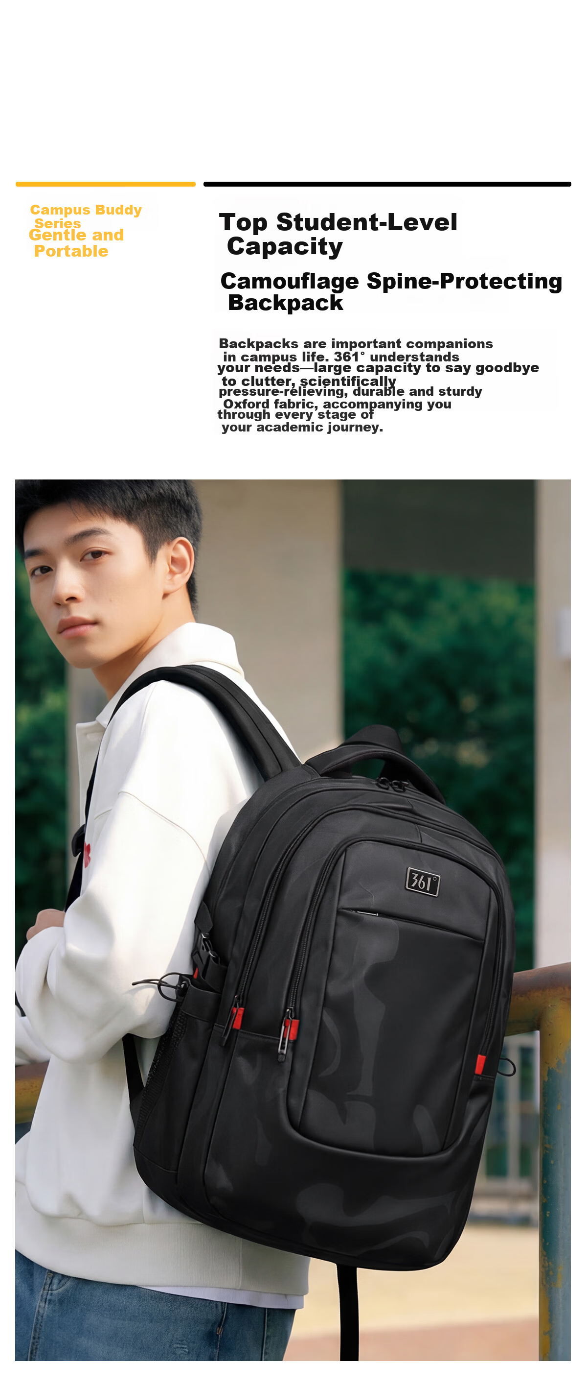 361° Men's Backpack Large Capacity Casual Water-Resistant Commuter Lightweight Sports Bag for Middle School, High School, and College Students 1