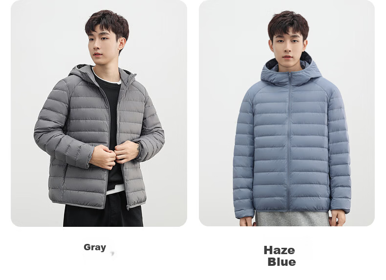YAYA Men's Women's Unisex Lightweight Short Hooded Solid Color Down Jacket Autumn Winter Warm Outdoor 10