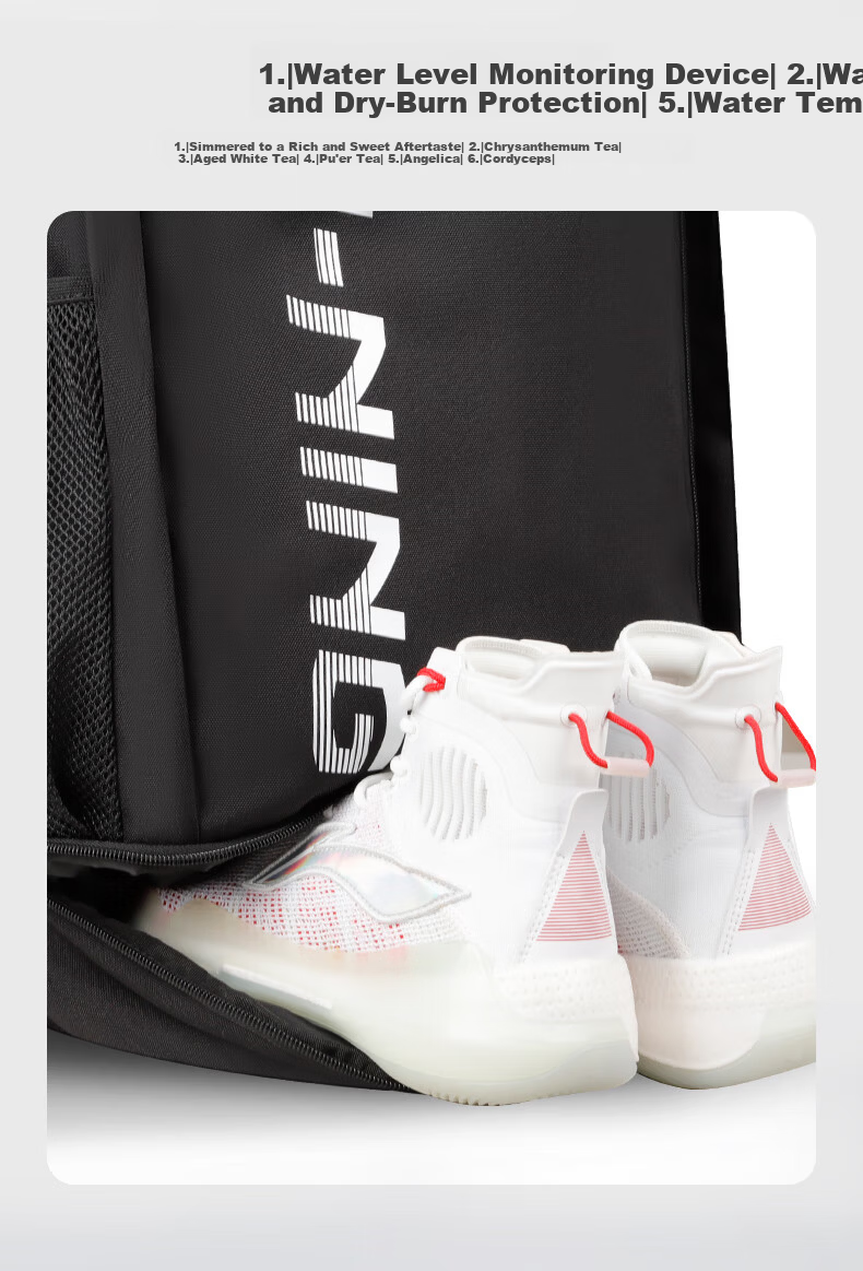 LI-NING Backpack Large Capacity Casual Travel Laptop Bag for Men Women Middle High School and College Students Sports Bag 7