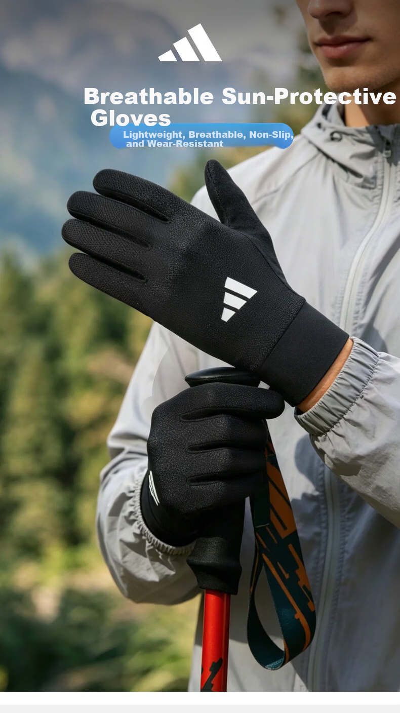 Adidas Men's Summer Hiking Gloves Lightweight Running Cycling Gloves Non-Slip Touchscreen Fitness Fishing 1