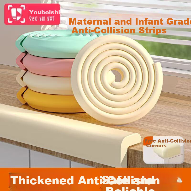 YOUBEISHI Baby Corner Guard Edge Protector L-Shaped Off-White 4.5m with 8 Corner Covers