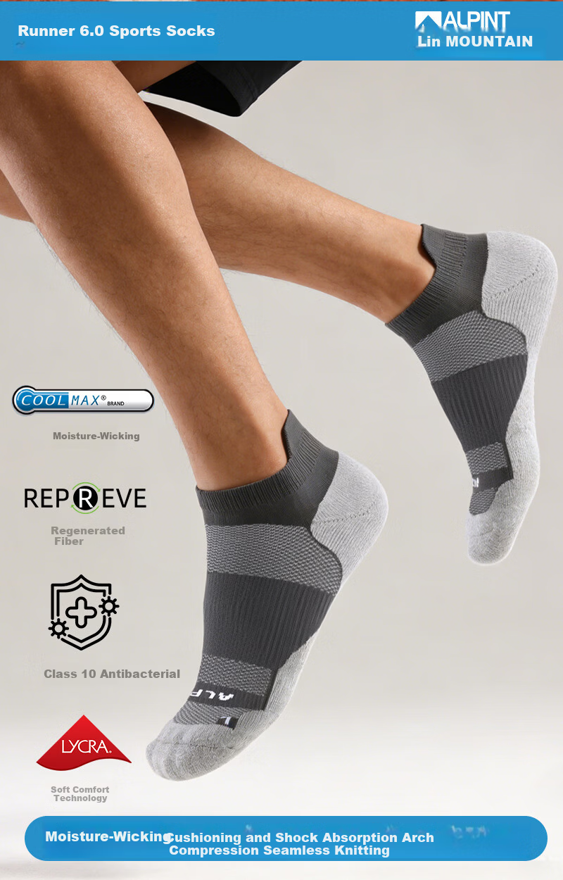 ALPINT MOUNTAIN CoolMax Professional Marathon Running Socks Moisture-Wicking Outdoor Sports Socks Trail Running Men 2