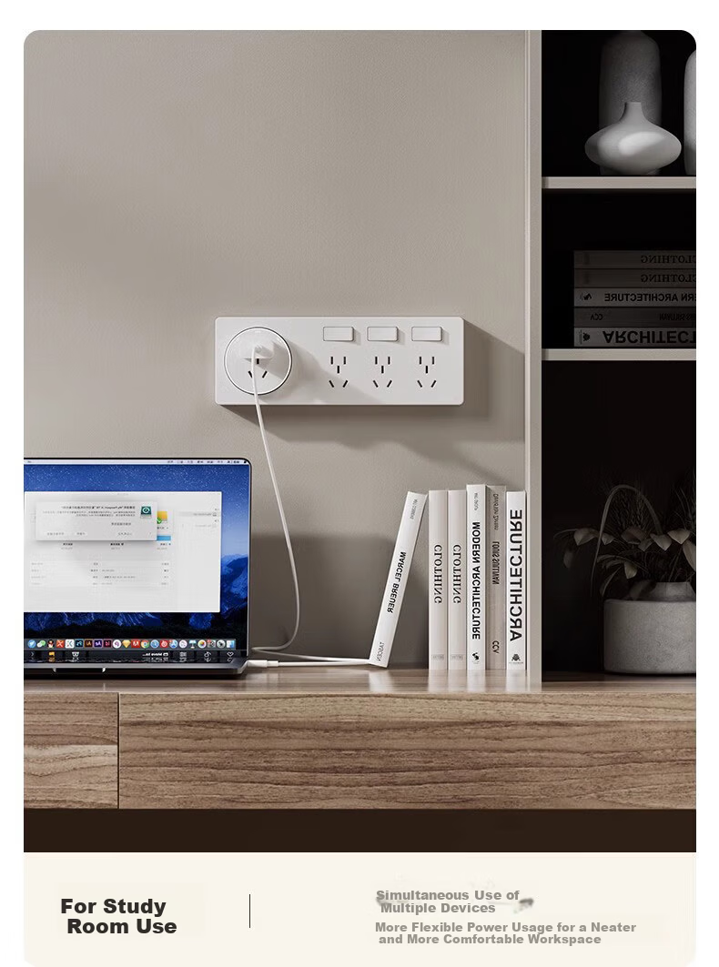 AUX 86-Type Expandable Socket Extension Converter Concealed Multi-Port Household Power Strip with Switch Three Switches 21 Holes + Five Holes Left Expansion Aperture Gray 10