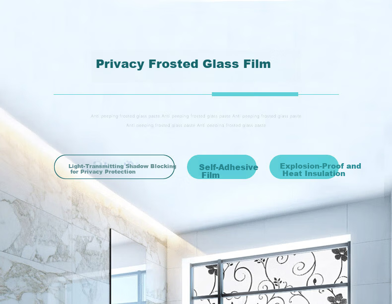 Omai Frosted Glass Privacy Film Window Sticker Bathroom Privacy Decal Translucent Opaque White Flower 2m 1