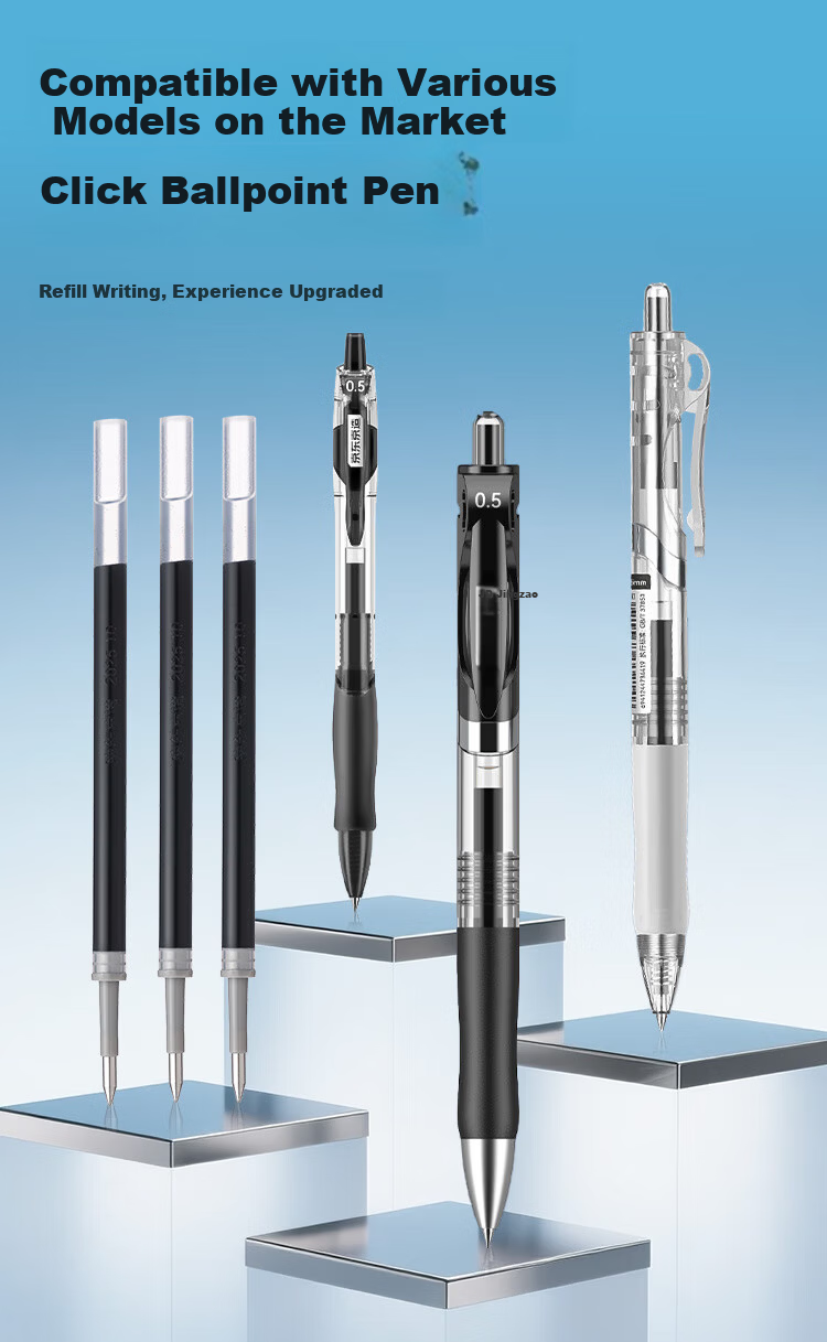 JD Jingzao Push-Type Neutral Pen Refills Black Bullet Tip 0.5mm 10-Pack Imported Ink Office Pen Refills Compatible with JD1001/1009/S01/S08/1008/K35 4