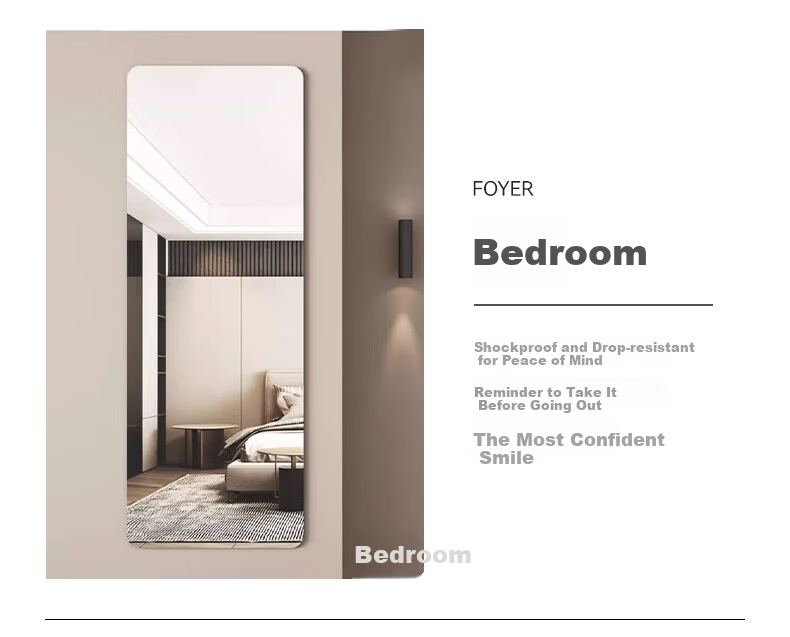 Xiaojiangcai Acrylic Soft Mirror Wall Sticker Self-Adhesive Full-Length Dressing Mirror for Home Dormitory 30x80cm 15