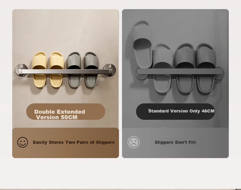 Xinpai Suction Cup Bathroom Slipper Rack No Drilling Wall-Mounted Vacuum Strong Suction Storage Rack 4