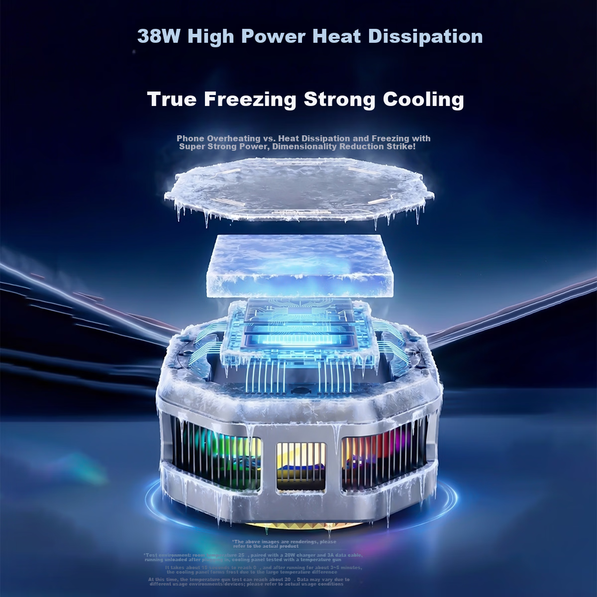 Zhiguozhe 38W Dual Airflow Magnetic Cooling Phone Cooler Ice-Making Semiconductor Cooling Clip for Gaming Live Streaming Compatible with Apple