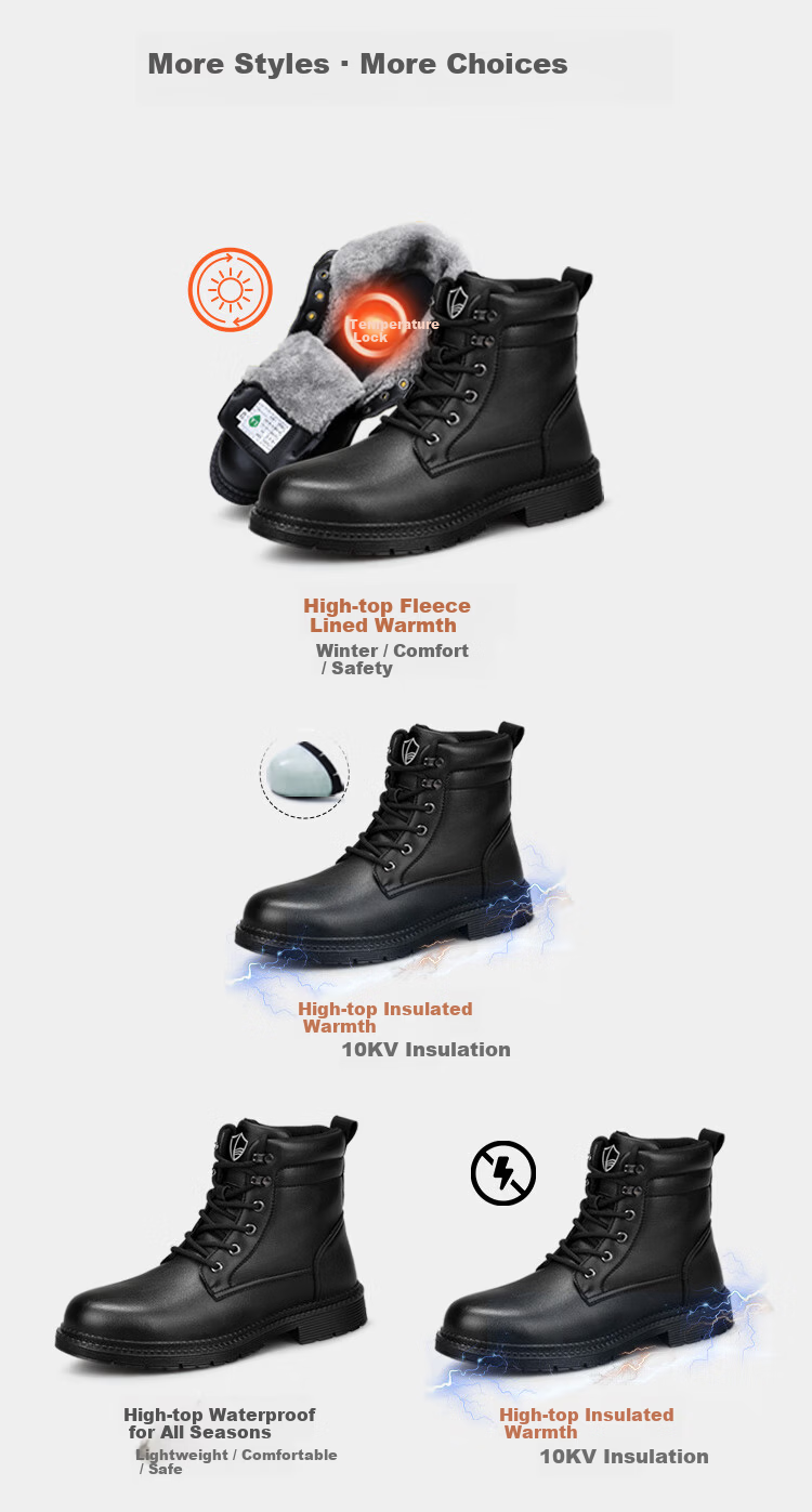 BlueOwl Shield Men's High-Top Waterproof Slip-Resistant Anti-Smash Steel Toe Anti-Puncture Safety Work Shoes D1117N Size 38 7