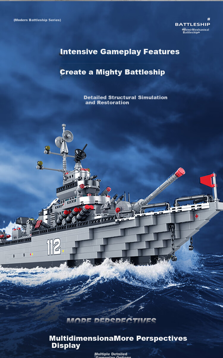 Build-a-Hand Aircraft Carrier Building Blocks Toy Children's Assembled Warship Military Model Boys New Year Birthday Gift Ages 6-8-12 7