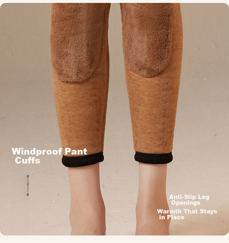 Miiow Men's Thermal Pants with Camel Hair Filling, Thickened Fleece-Lined Cotton Pants, Extra Warm Anti-Cold Thick Knit Pants for Couples, Autumn Winter 12