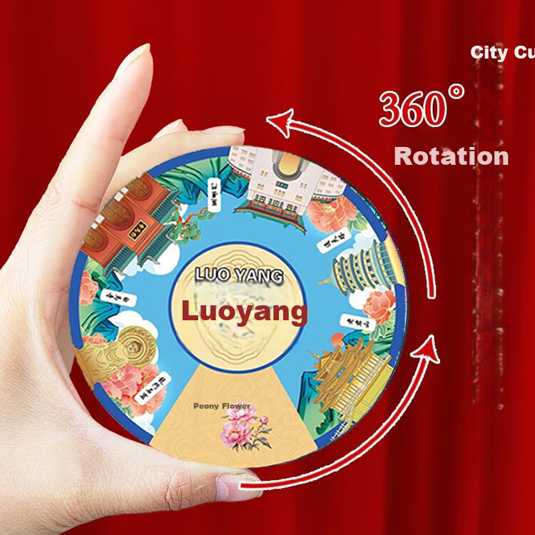 Yiju Changning Rotatable City Cultural Creative Refrigerator Magnet Travel Souvenir China City Landmark Spin Plate Luoyang 2