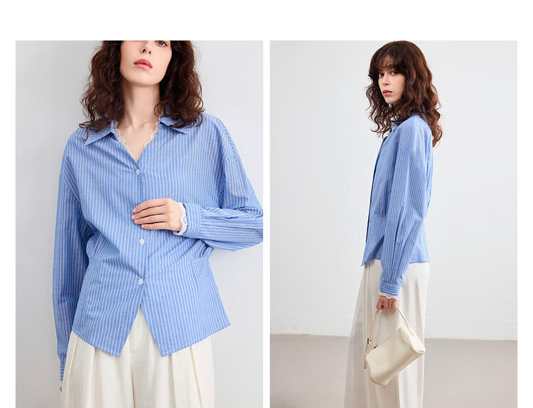 Demana Minimalist French Lace Collar Slim Fit Short Shirt for Women Spring Cloud Cotton 7