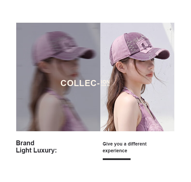 CACUSS Women's Summer Fashion Trendy Colorblock Distressed Edge Baseball Cap Outdoor Sun Hat Pink Purple 2