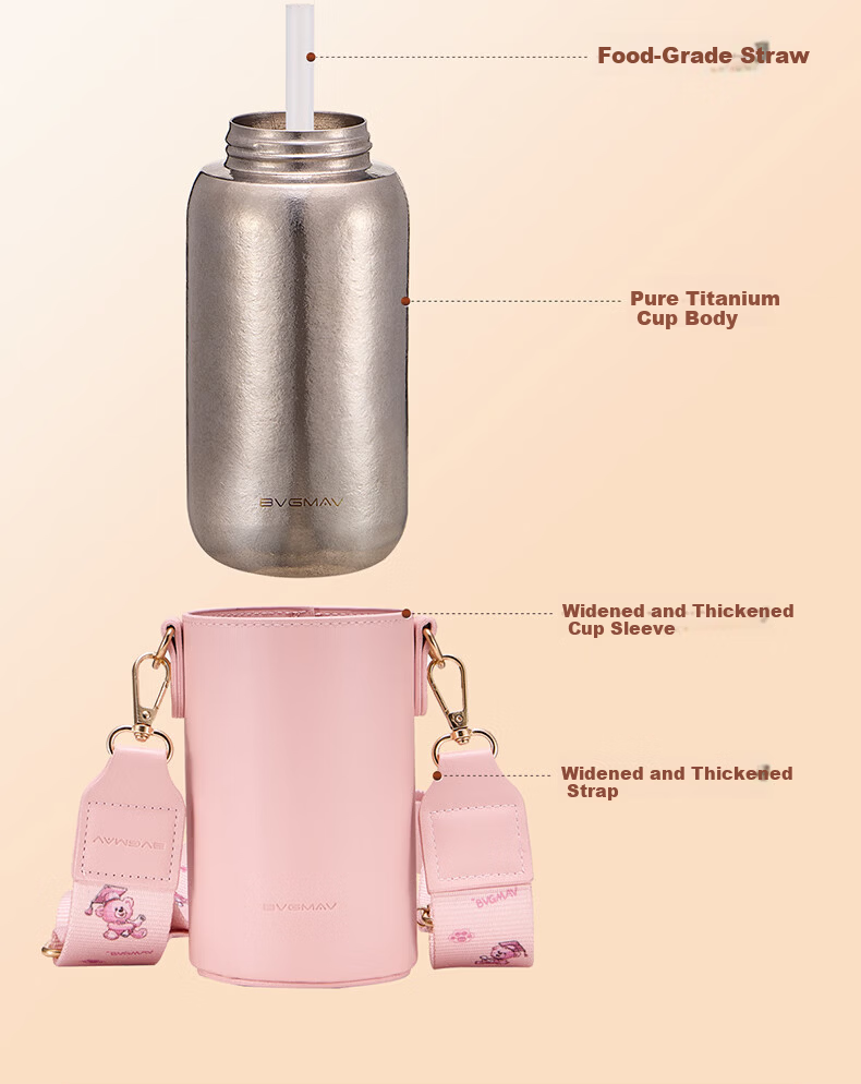 BVGMAV Pure Titanium Children's Insulated Bottle Smart Fingerprint Unlock Water Bottle Antibacterial Straw Cup for Boys and Girls Students Outdoor Portable 28