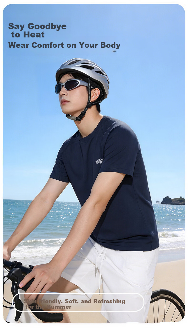 Warrior Men's Heavyweight Short Sleeve T-Shirt Summer Sports Loose Fit Trendy Tee 3