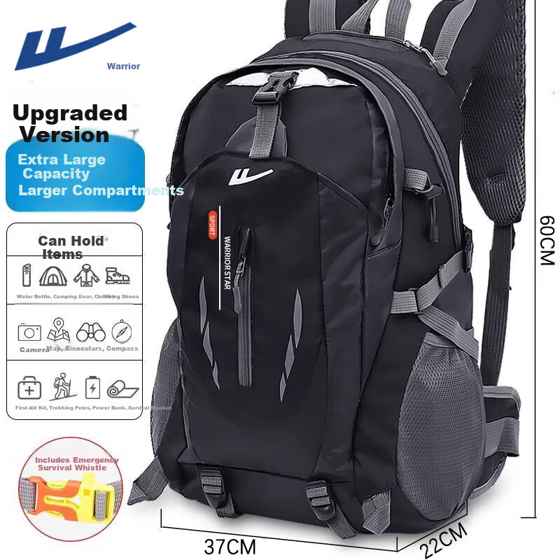 Warrior Outdoor Mountaineering Backpack Men Large Capacity Lightweight Travel Bag Water-Resistant Hiking Climbing Professional Multifunctional Sports Bag