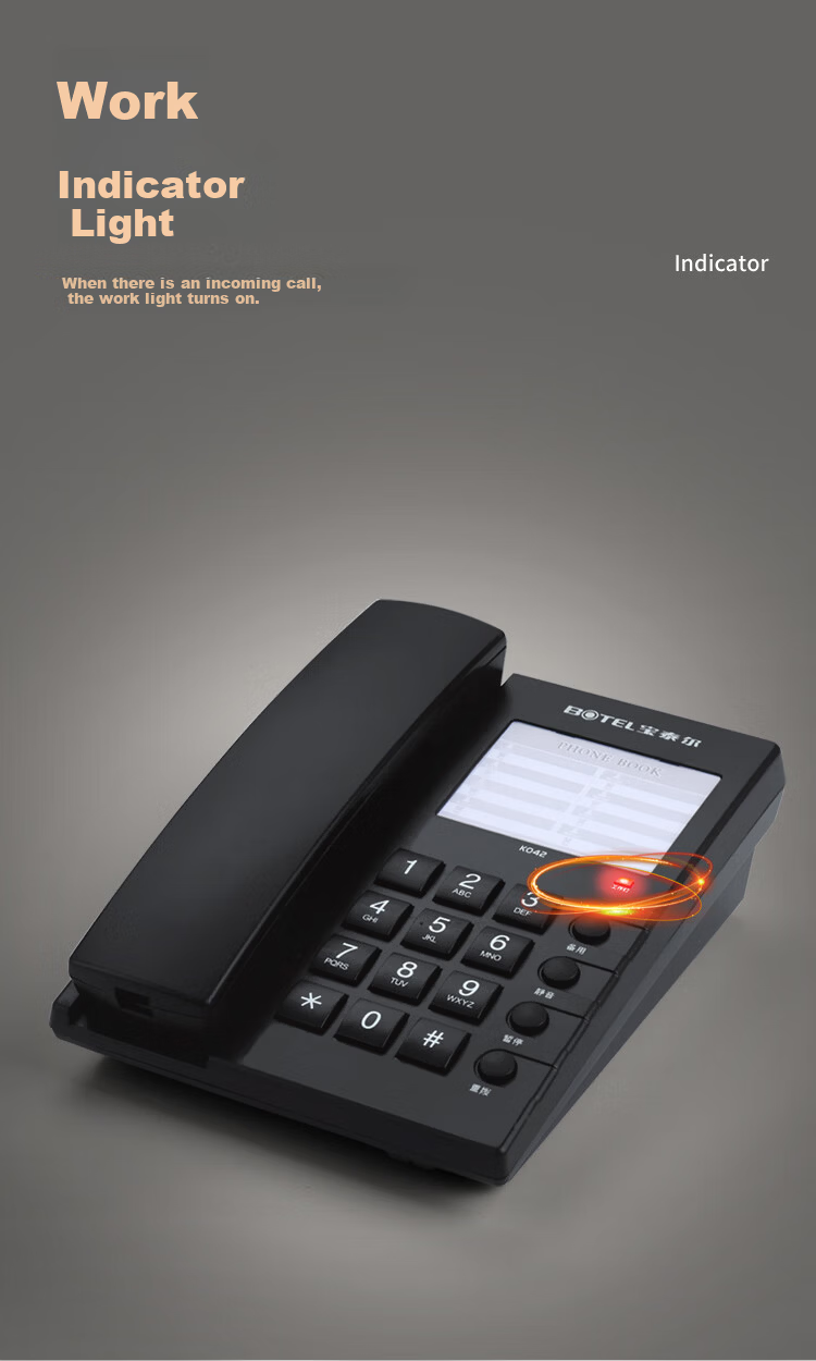 Baotai'er Hotel Telephone One-Key Front Desk Landline Guest Room Extension Custom Logo Quick Hotel Wired Phone Hotel Room Caller K042 White 5