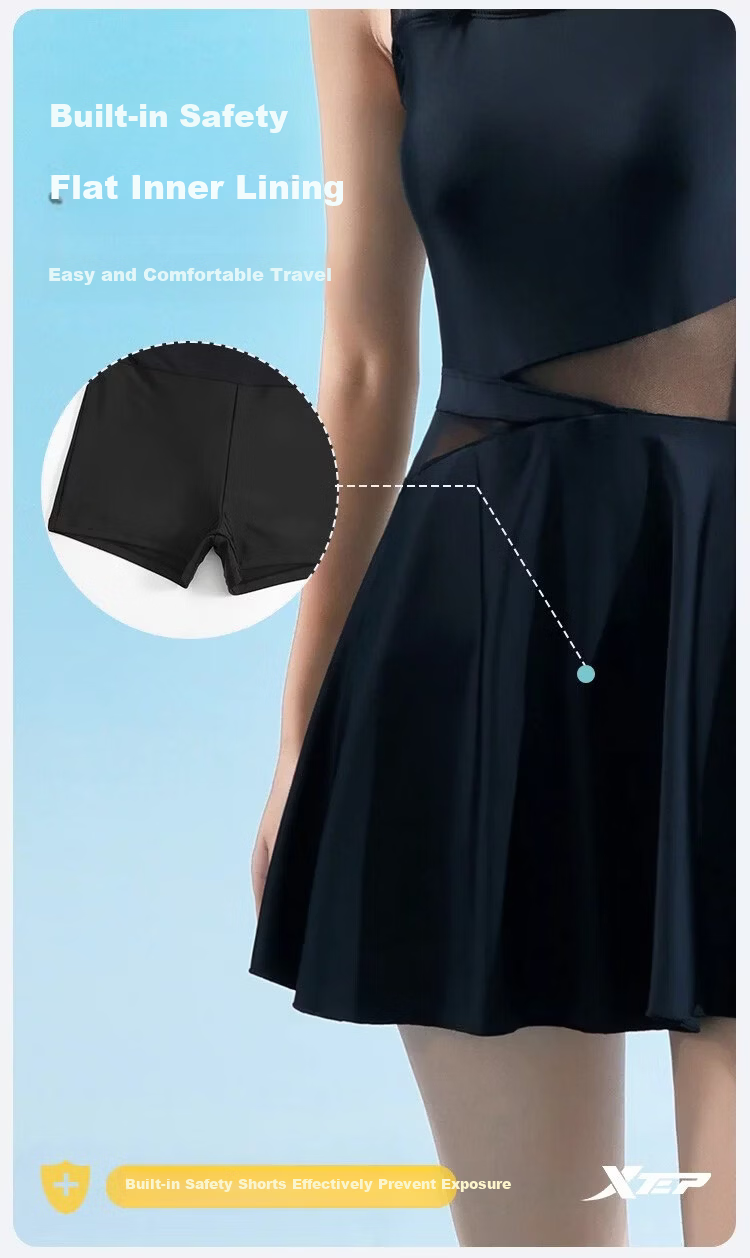 Xtep Women's Sunscreen One-Piece Slimming Skirted Swimsuit Korean Student Beach Vacation Hot Spring Swimwear 10