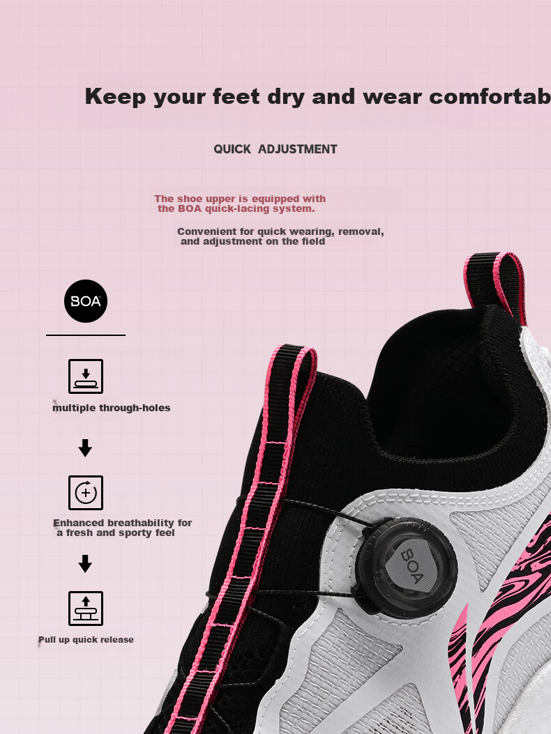 LI-NING Professional Table Tennis Shoes MAGE 2.0 PRO Full Sole BOA Dial Wide Fit Carbon Plate Fluorescent Pink 40 5