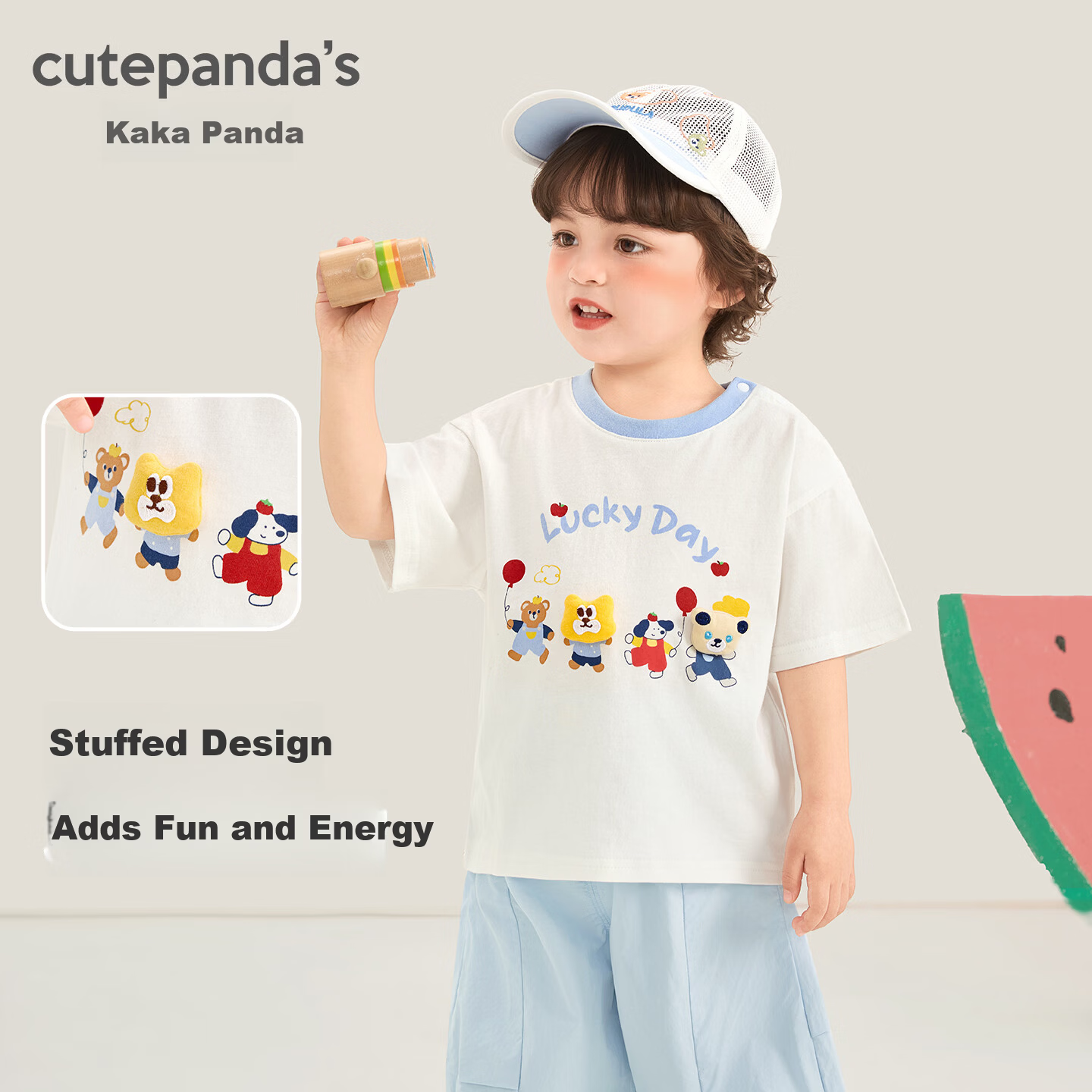 Kaka Panda Baby Clothes Boys Casual Versatile Short Sleeve Summer Cartoon Half Sleeve Girls Thin Top Summer