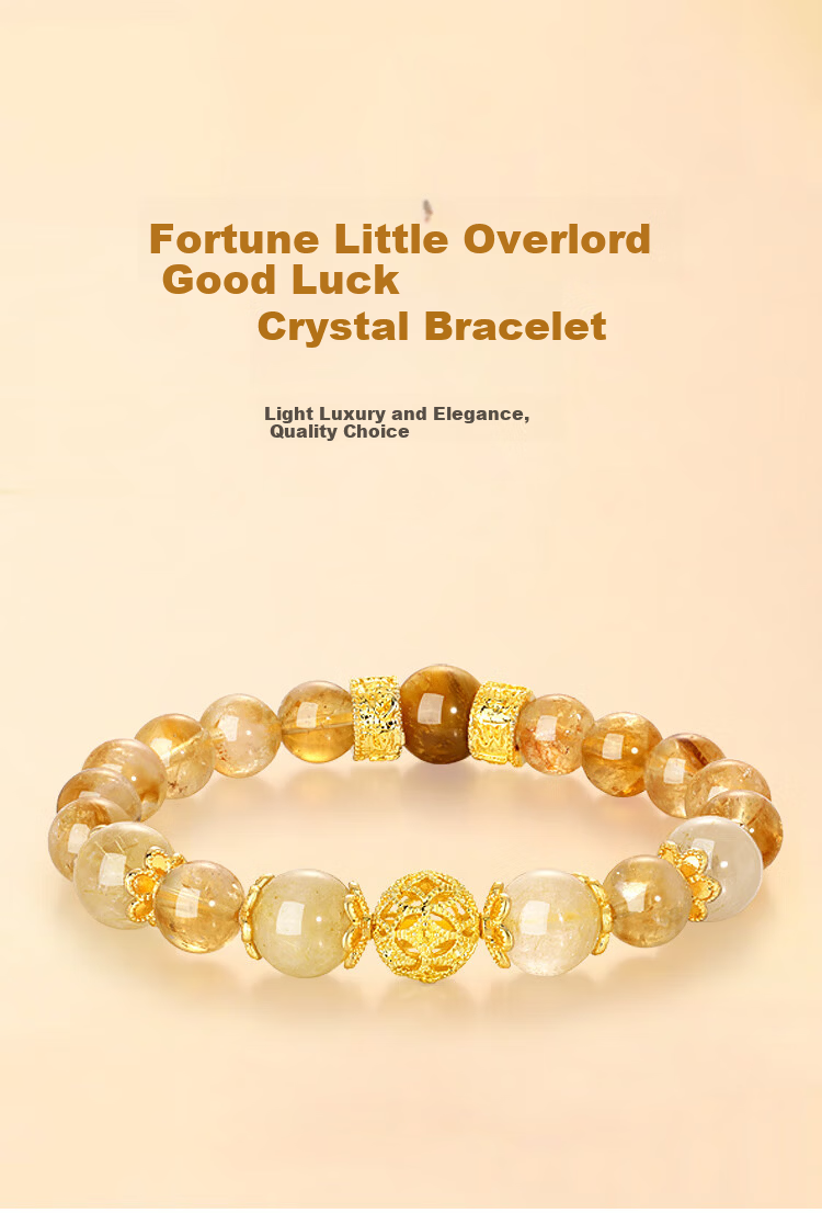 Jinliufu Jixiang Yellow Crystal Bracelet for Women, Fortune-Attracting Chain, Little Tyrant, Daily Wealth, Natural Crystal Beads, Lucky Charm, Mother's Day Gift 1