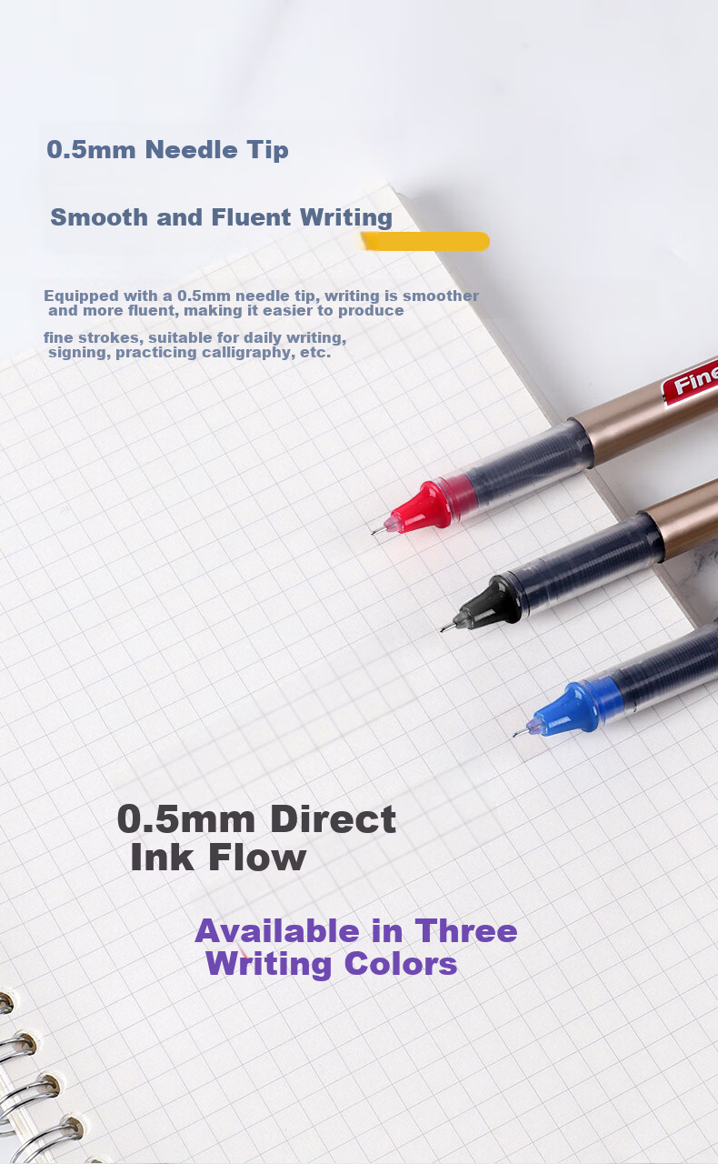 BAOKE BK126 0.5mm Liquid Ink Rollerball Pen Student Exam Writing Office Signature Gel Pen Black 12pcs/Box 3
