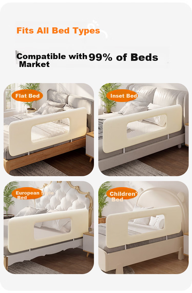 BangBangPig No-Installation Baby Bed Rail Anti-Fall Protective Barrier Portable Foldable Bed Guard 1.75m Single-Sided 10