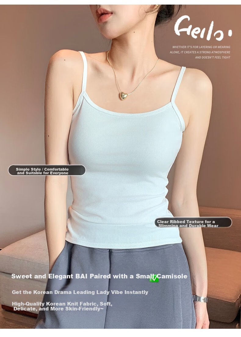 Langsha Women's Small Camisole Vest 2026 New Slim Fit Slimming Backless Sleeveless Thin Outerwear Basic Top 4